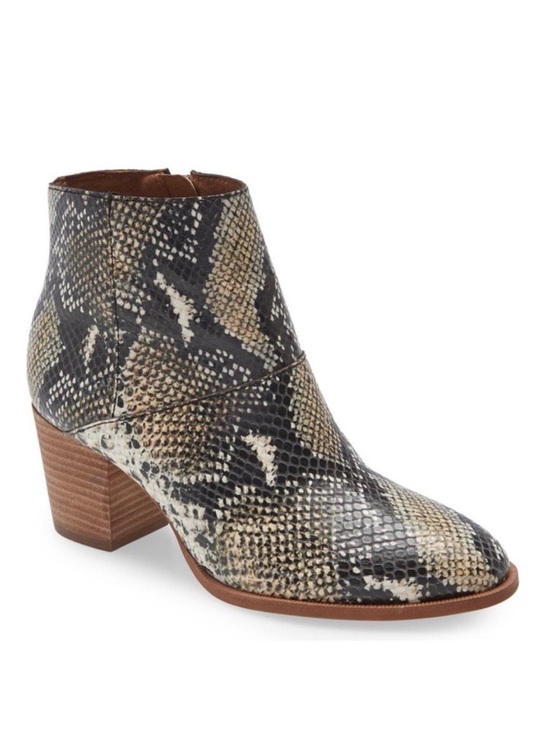 Madewell Shoes - Madewell The Rosie Snakeskin Embossed Blocked Heel Ankle Booties Size 5.5M